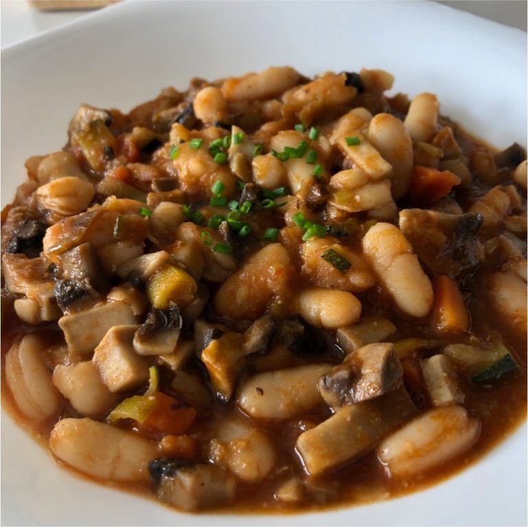 Alubias con calabacín y champiñones Portobello