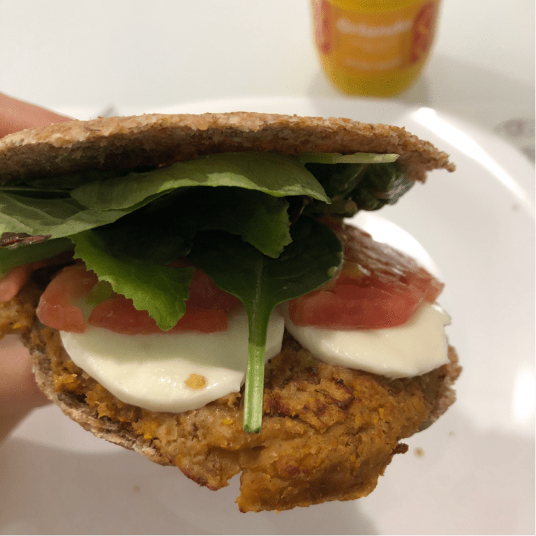 Hamburguesa de lentejas con pan exprés