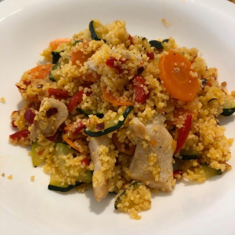 Cous cous con verduritas y pavo