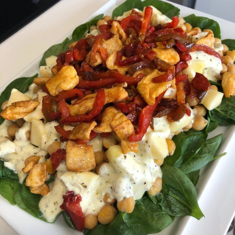 Ensalada templada de espinacas y garbanzos