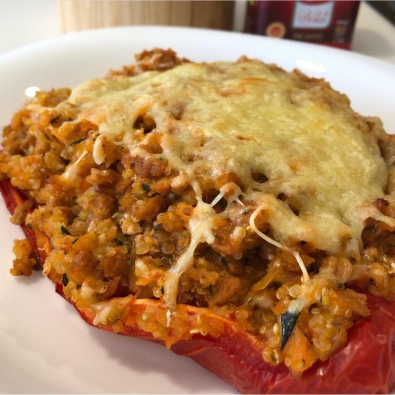Pimientos rellenos de soja y quinoa