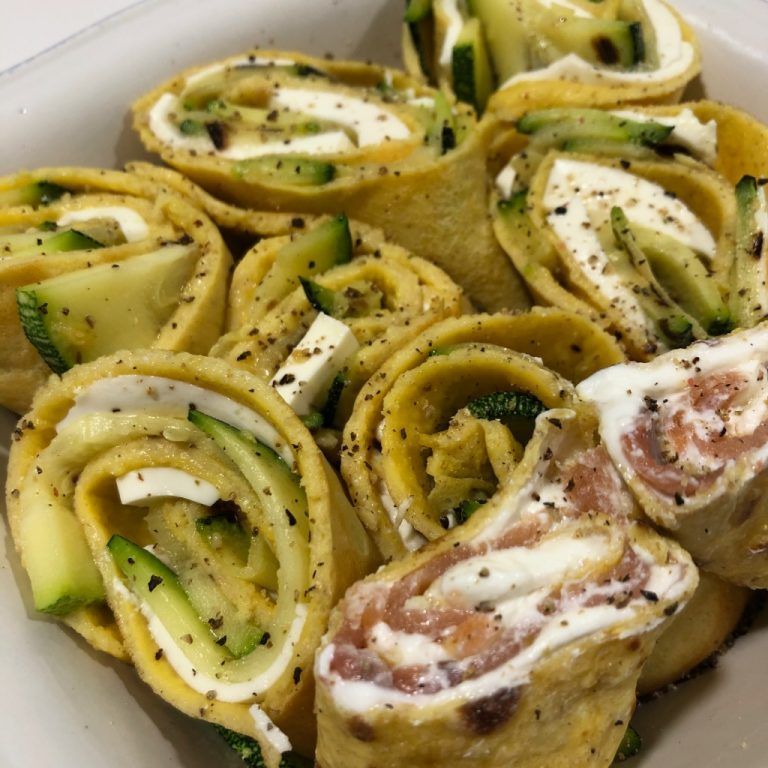 Rollitos de crepe con dos rellenos