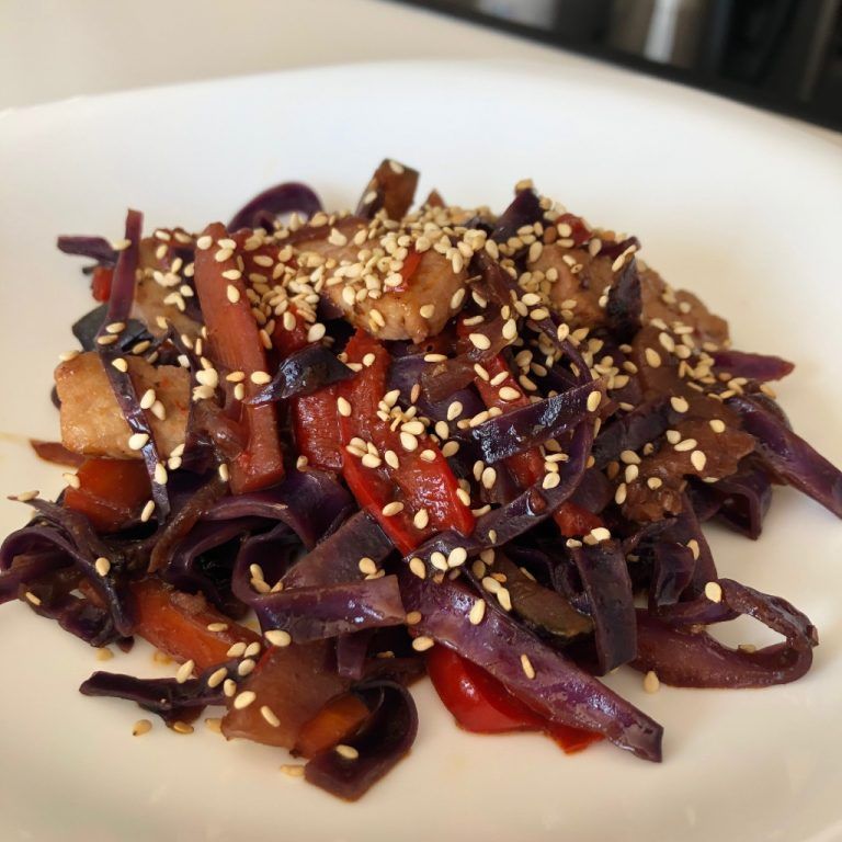 Wok de verduritas y lomo