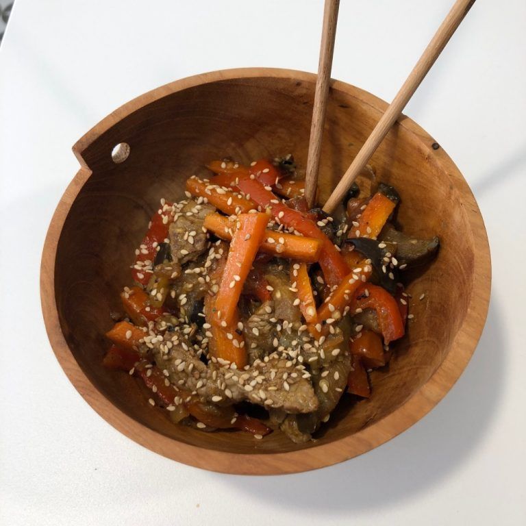 Wok de verduritas y ternera