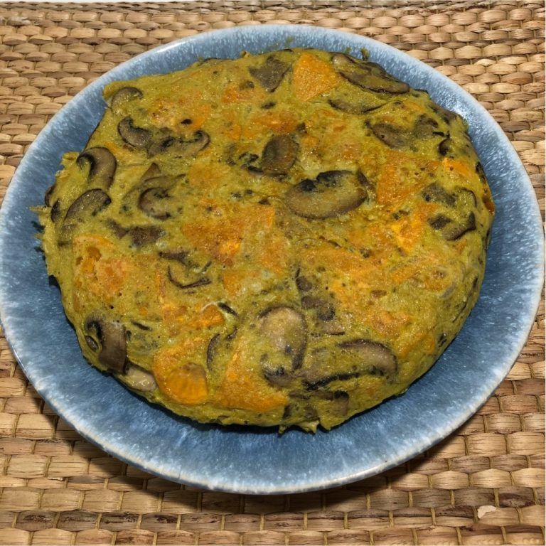 Tortilla de champiñones y boniato