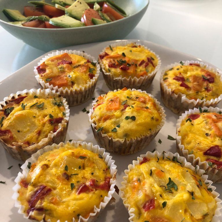 Pastelitos de patata, boniato y pimientos