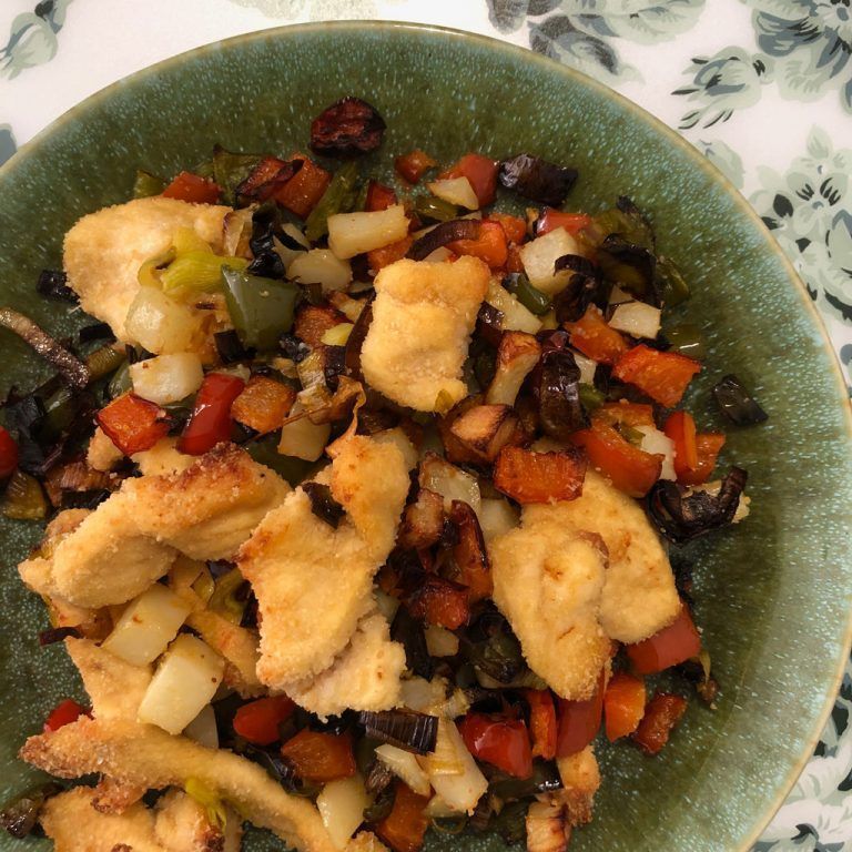 Salteado de pimientos con pollo