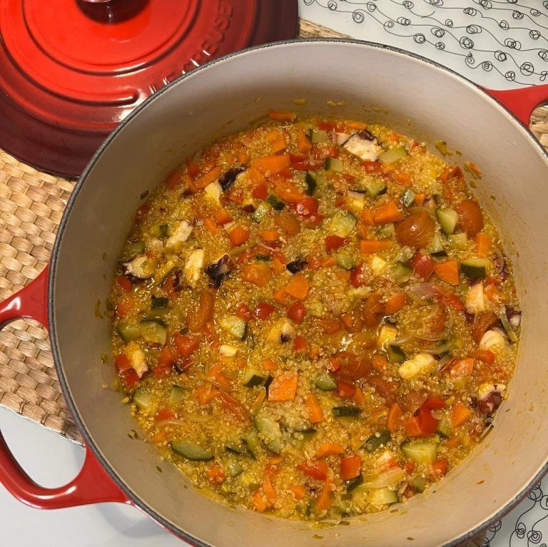Quinoa con verduritas y pulpo